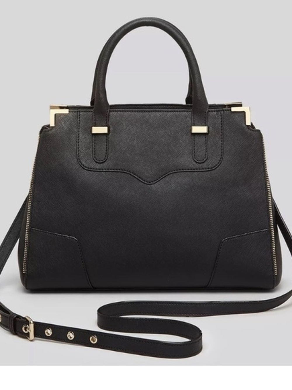 Rebecca Minkoff Black Top-Handle Satchel with Gold Hardware